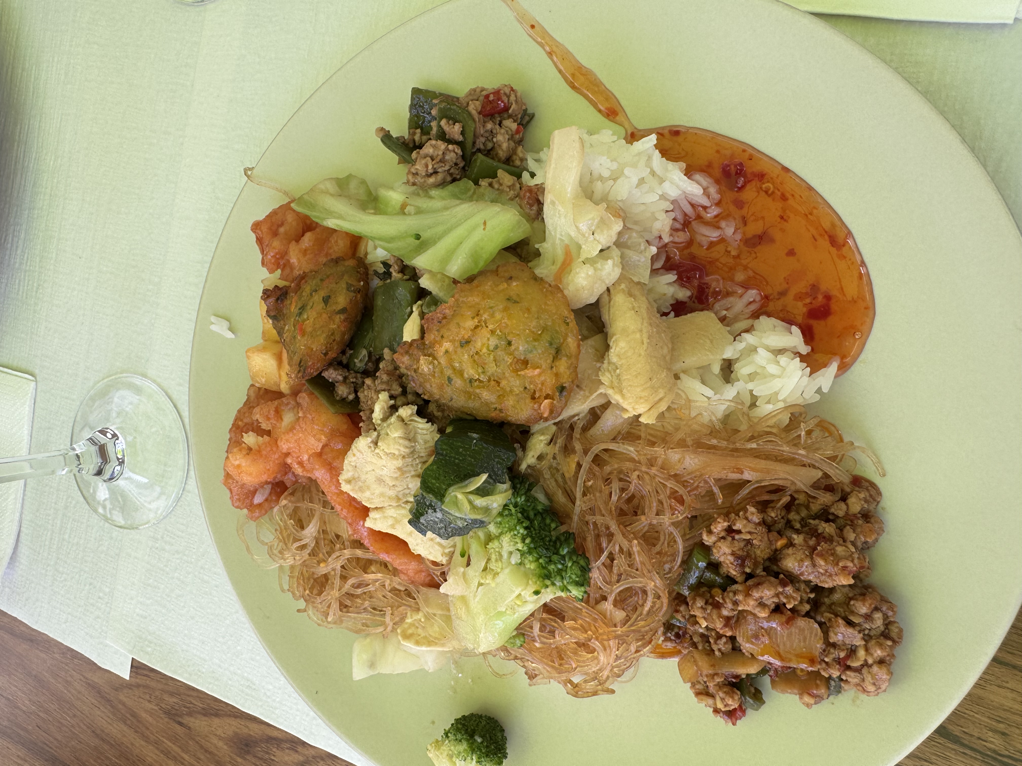 A buffet plate of Thai food, a little taste of home