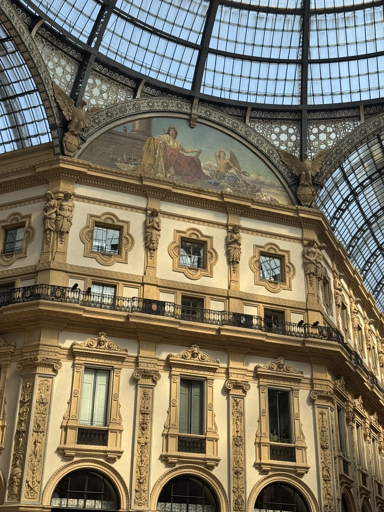 Golden ceilings inside the Galleria Vittorio Emanuele