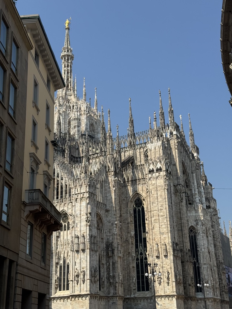 The cathedral peeking out between the streets