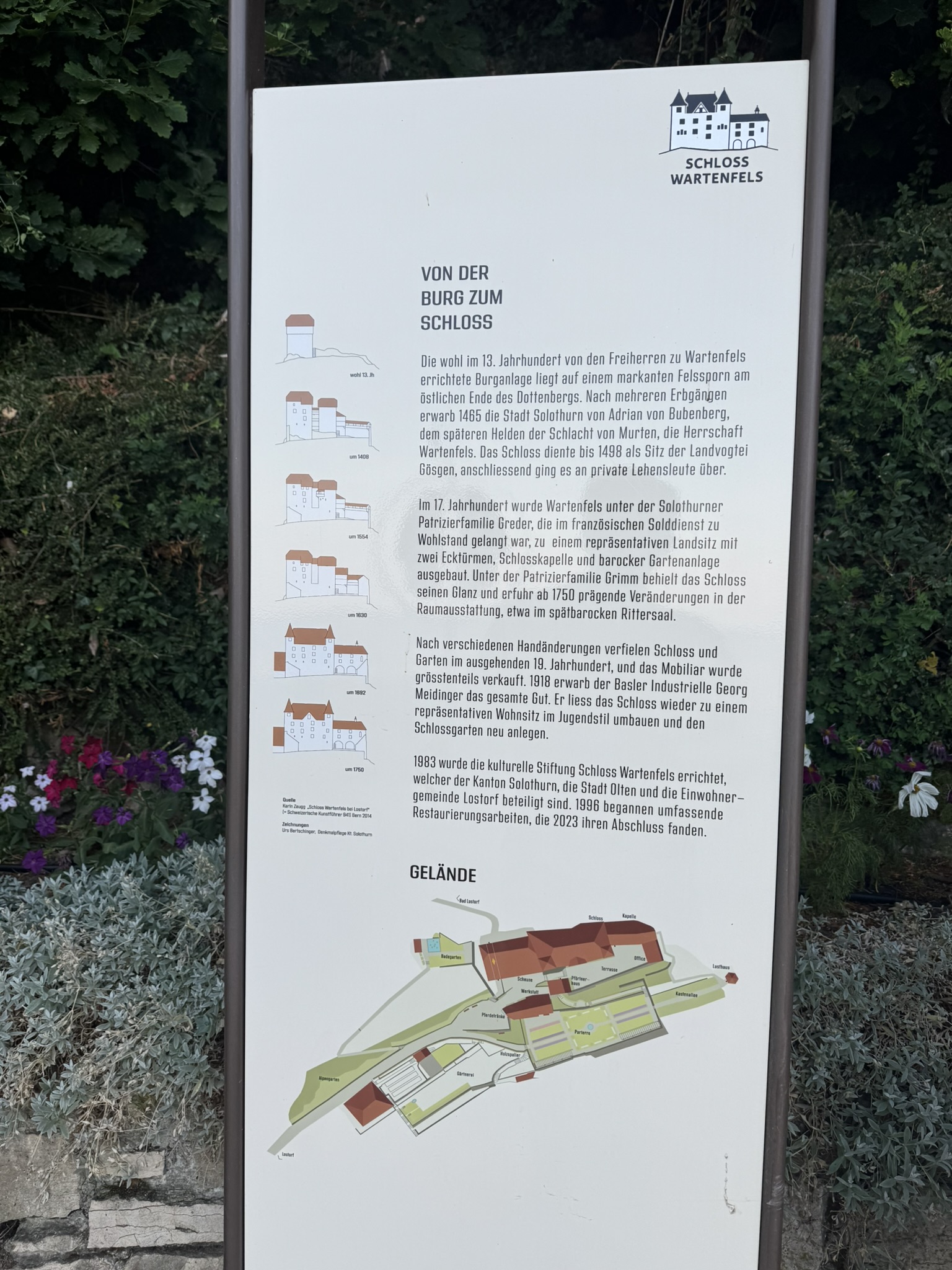 An information board telling the castle's long history.