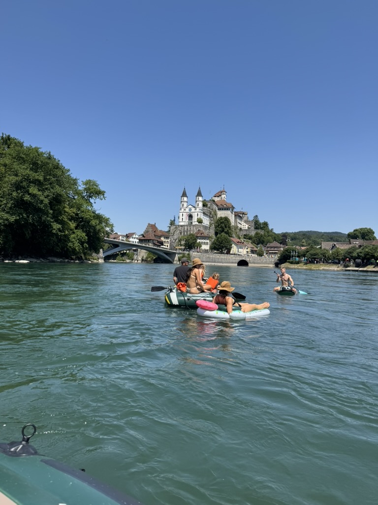 Drifting toward Aarburg's church and fortress