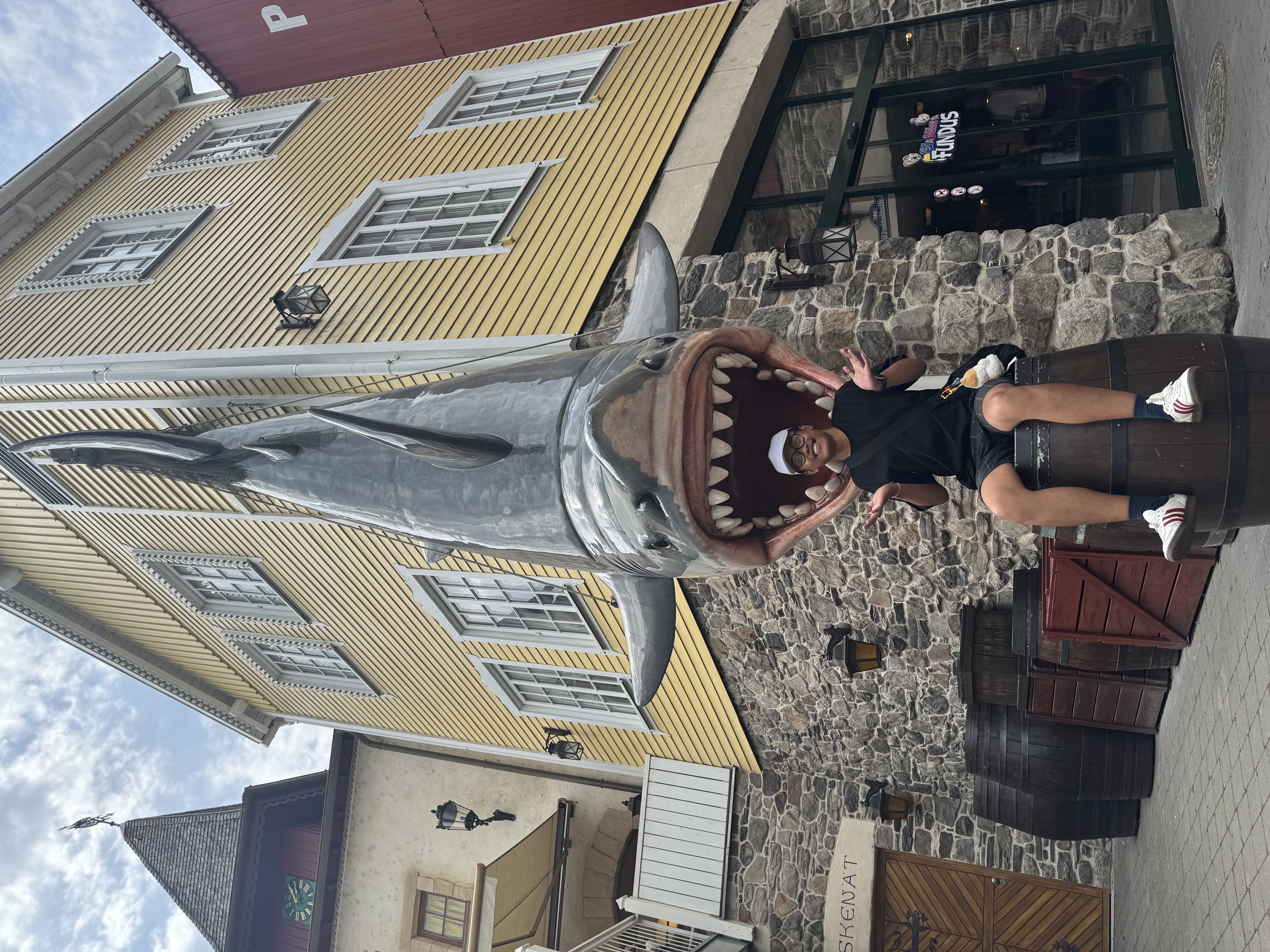 Getting swallowed by the giant shark in the Scandinavian area.