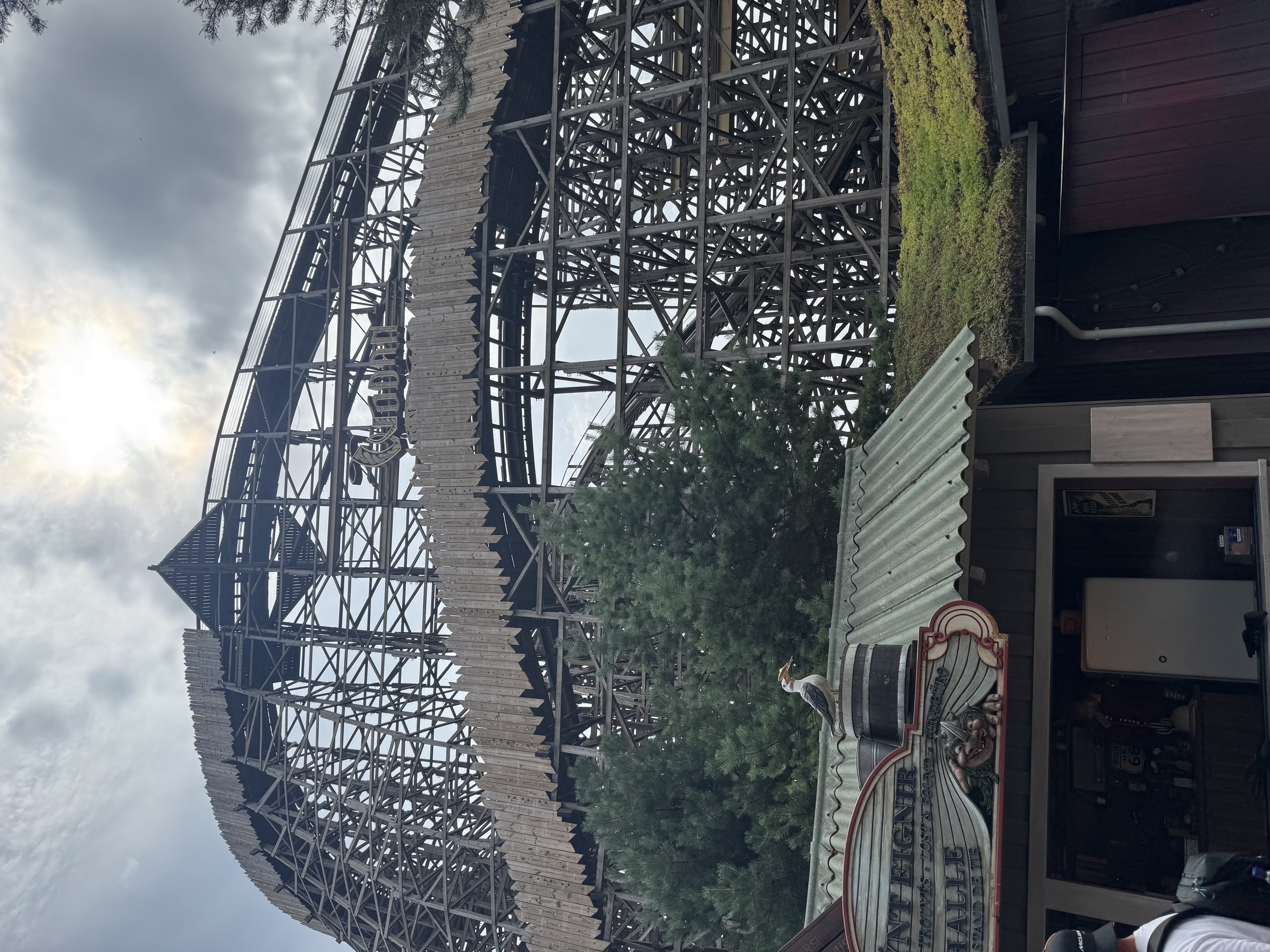 Wodan, the towering wooden coaster with a seagull keeping watch.